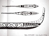  Papua - Nuova Guinea - canoa dipinta dell'Isola Buka (nero, bianco, rosso)
