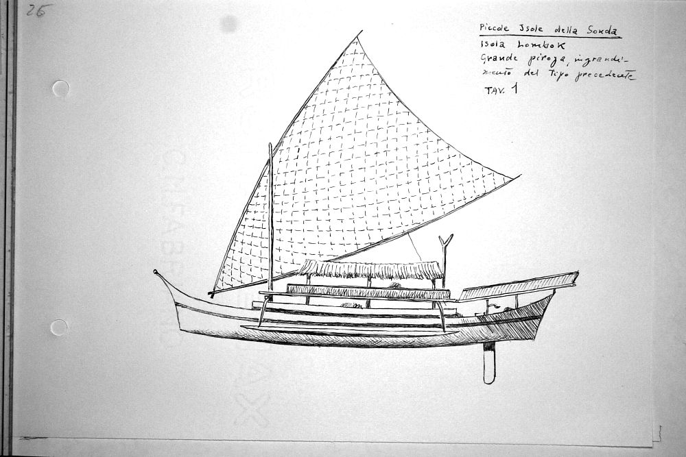 Piccole Isole della Sonda - Isola Lombok - grande piroga, ingrandimento del tipo precedente - tav.1