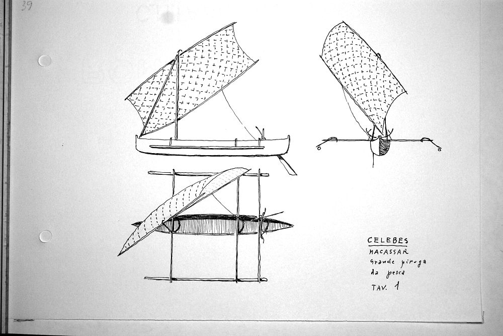 Celebes - Macassar - grande piroga per la pesca  - tav.1