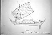  Celebes - Penisola di Minahasa - menado - schema di grande piroga da carico a tre ordini di remi e vela - tav.1
