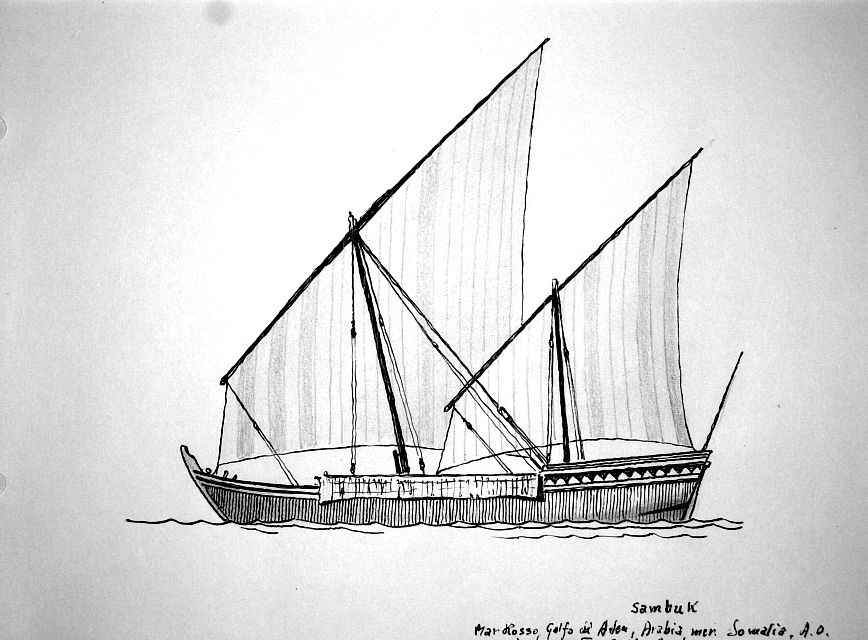 Sambuk - Mar Rosso, Golfo di Aden, Arabia meridionale, Somalia, Africa orientale, occasionalmente Golfo Arabico