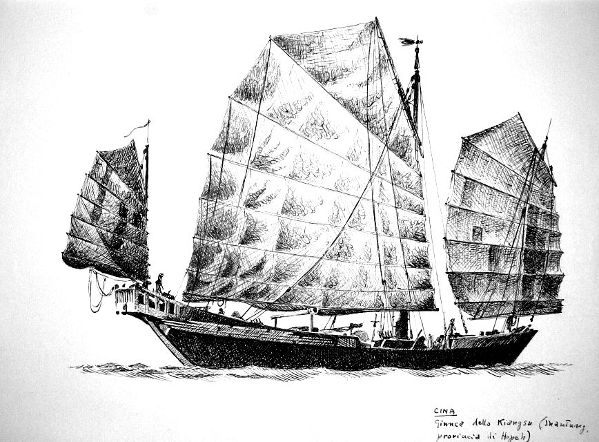 Cina - giunca dello Kiangsu (shautung, provincia di Hopeh), alto Yang-tze-kiang