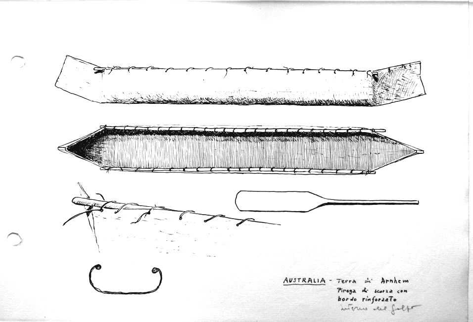 Australia - Terra di Arnhem - piroga di scorza con bordo rinforzato dell'interno del golfo