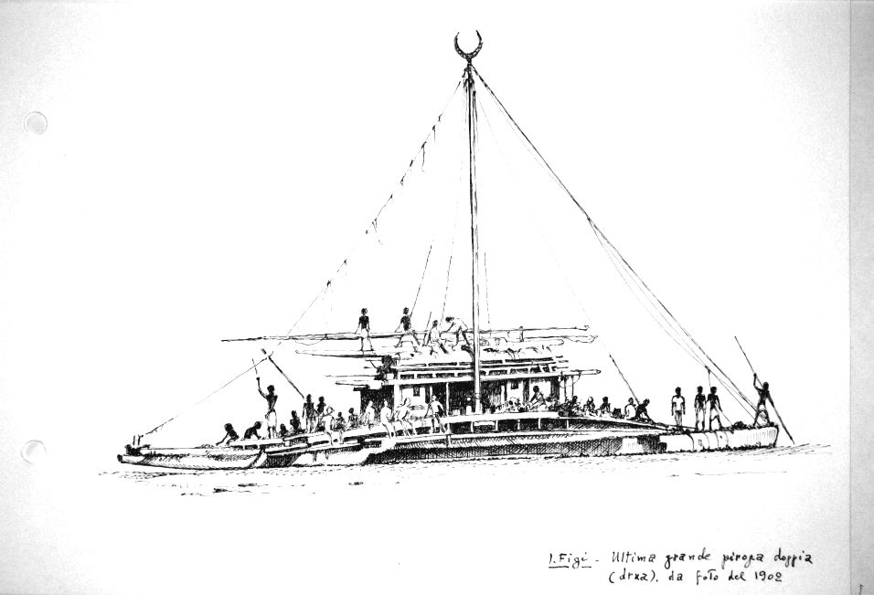 Isole Figi - ultima grande piroga doppia (drua) da foto del 1902