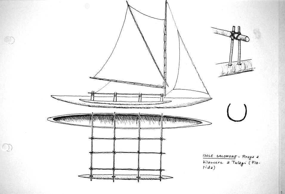 Isole Salomone - piroga a bilanciere a Tulagi (Florida)