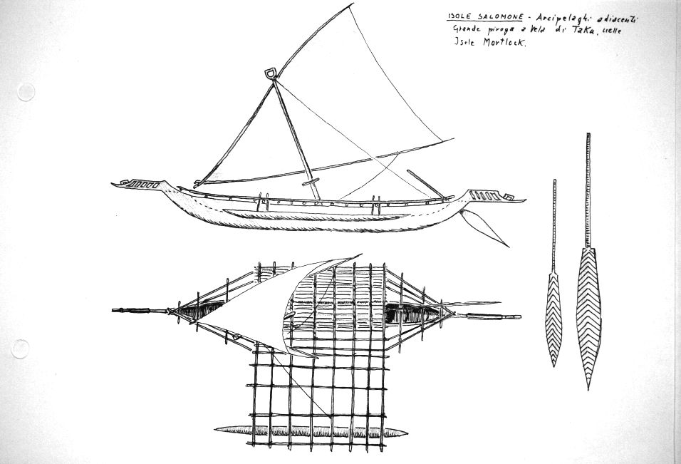 Isole Salomone - Arcipelaghi adiacenti - grande piroga a vela di Taku nelle Isole Mortlock