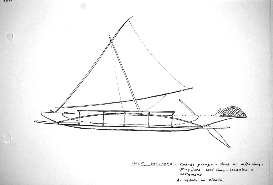 Isole Salomone - grande piroga  - area di diffusione: Otong Java, Lord Howe, Leuaniva e Nukumanu
