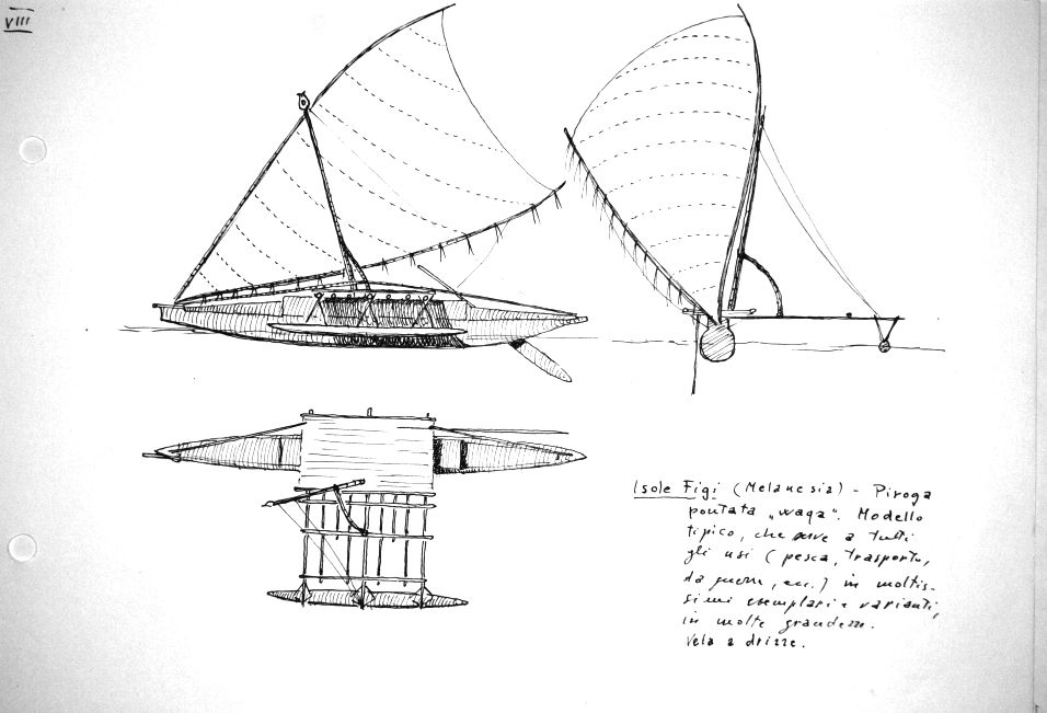 Melanesia - Isole Figi - piroga con ponte 