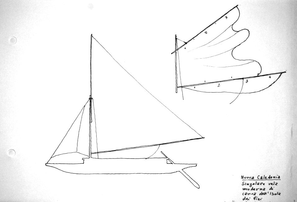 Nuova Caledonia - singolare vela moderna di canoa dell'Isola dei Pini