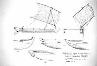  Nuova Guinea - coste di Nord-Ovest - territori ex olandesi - baia di Geelvink - piroga a bilanciere semplice a Mokmer. Forme di prua e poppa