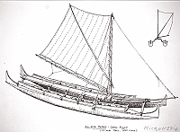  Arcipelago delle Hawaii - canoa doppia (secondo Paris, 1850 circa)