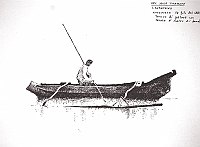  Arcipelago delle Tuamotu - Isola Fakarawa - Kurukuru da foto del 1884, tronco di palma con tavole di rialzo ai bordi