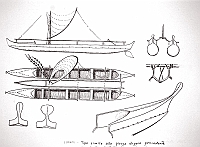  Isole Hawaii - tipo simile alla piroga doppia precedente con i due battelli di uguale misura