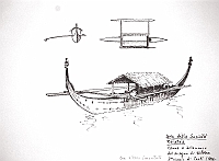  Isole della Società - Raiate'a - canoa a bilanciere con albero smontato dal disegno di Wibber (terzo viaggio di Cook 1776-1780)