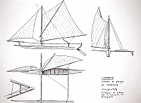  Isole Tuamotu - schema di piroga di Fakarava