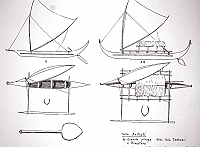  Isole Australi - A) grande piroga delle Isole Tubuai e Rimatara  AA) piroga delle Isole Raiavavae e Rurutu con scafo molto ornato