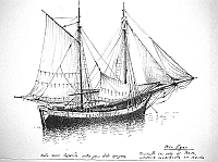  Mar Egeo - trinchetto con vela al terzo, mezzana modificata con randa. Usato come deposito nella pesca delle spugne