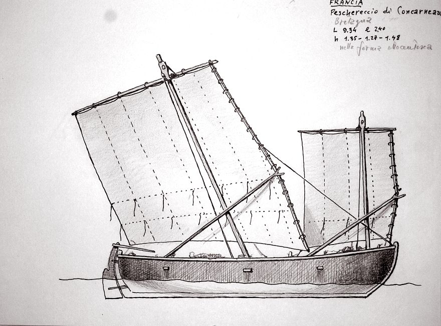 Francia - Bretagna - peschereccio di Concarneau nella forma ottocentesca. L. 9,34  l. 2,40 h. 1,35-1,27-1,48