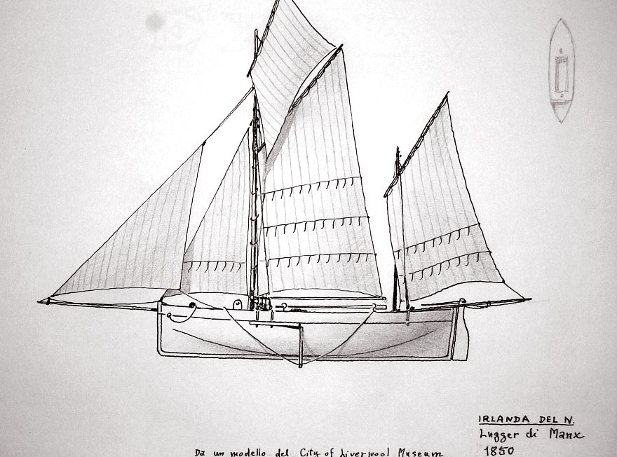 Irlanda del Nord - lugger du Manx - 1850 - da un modellino del City of Liverpool Museum