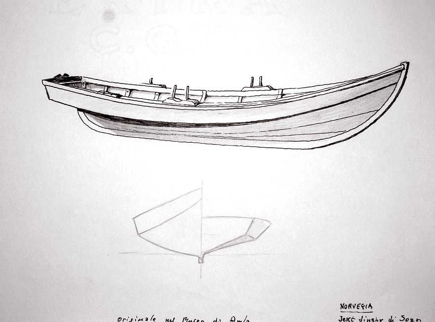Norvegia - jekt dinghy di Sogn (?) - originale nel Museo di Amla