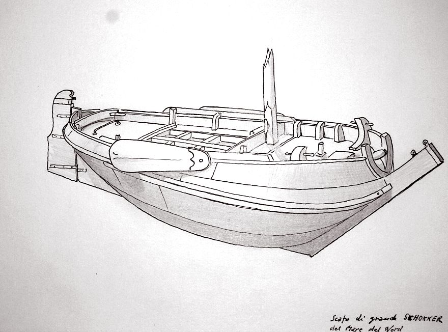Scafo di grande schokker del Mare del Nord