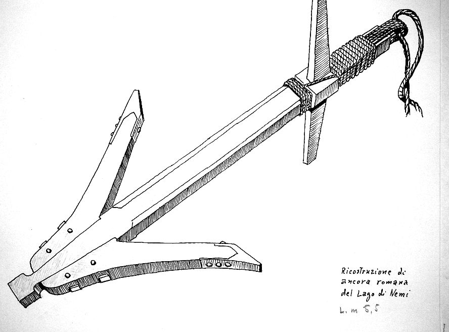 Ricostruzione di ancora romana del Lago di Nemi