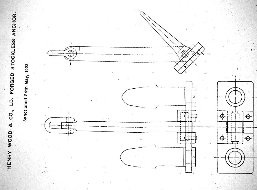 Henry Wood & Co., Ld. forged stockless anchor - 1923