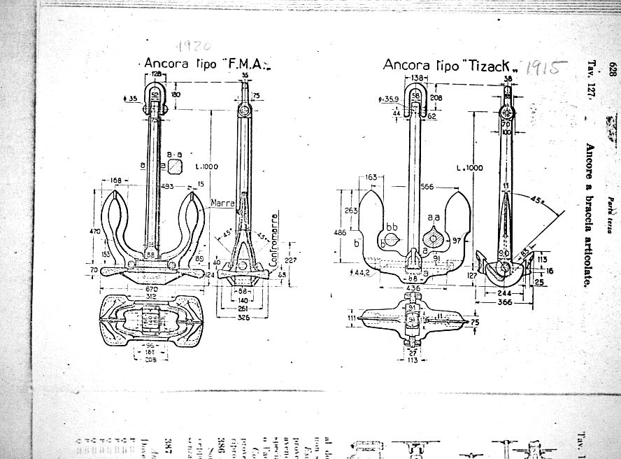 Ancora tipo F.M.A - 1920    Ancora tipo  Tizack - 1915