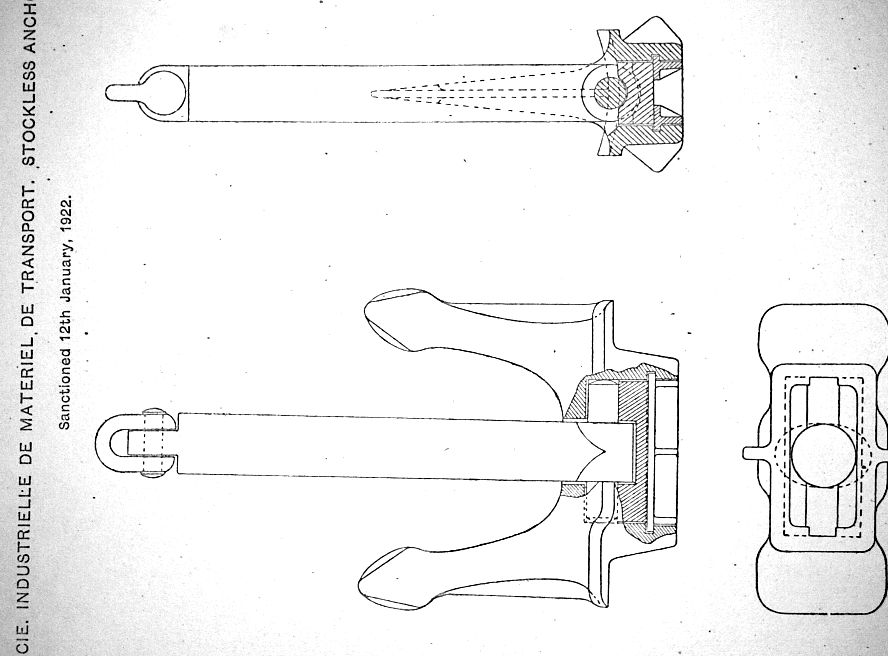 Cie. Industrielle de Materiel de Transport stockless anchor - 1922