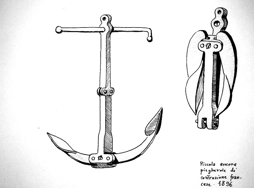 Piccola ancora pieghevole di costruzione francese - 1896
