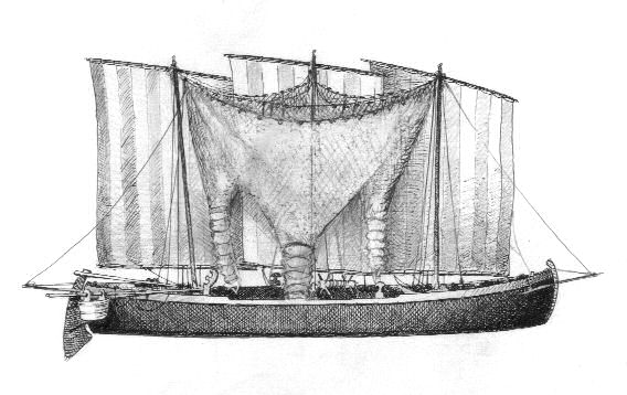 Chioggia-bragagna-rete a tre cogoli da modellino Museo navale di Venezia
