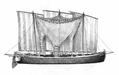Chioggia-bragagna-rete a tre cogoli da modellino Museo navale di Venezia