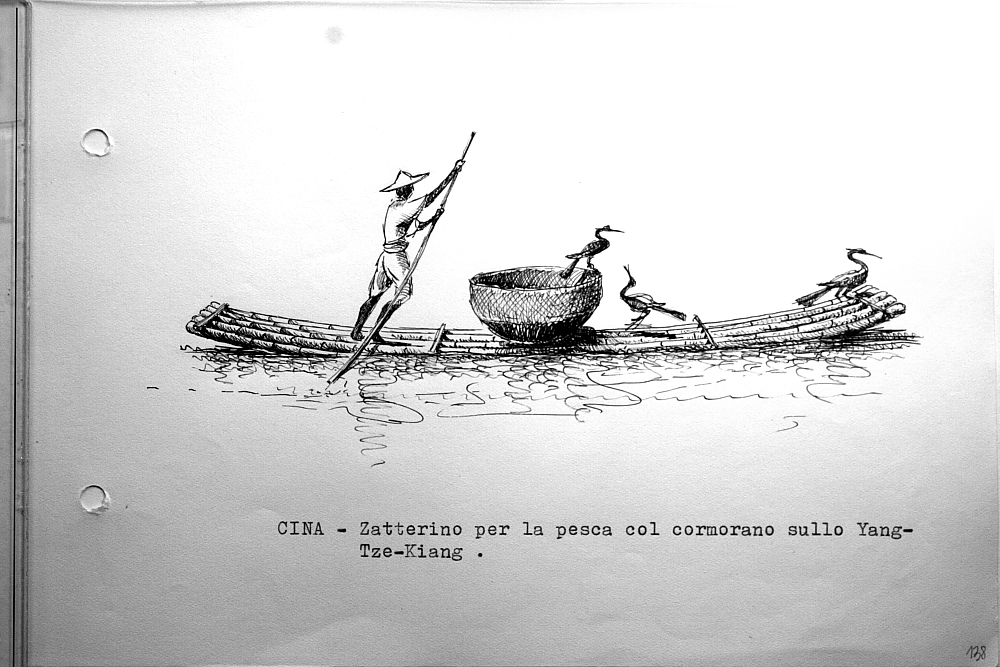 Cina - zatterino per la pesca col cormorano sullo Yang-Tze-Kiang