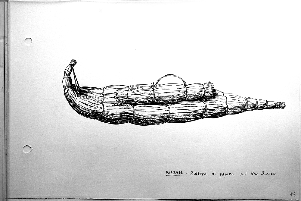 Sudan - zattera di papiro sul Nilo Bianco