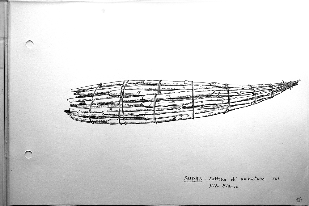 Sudan - zattera di ambatche sul Nilo Bianco