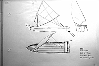  India - coste dell'Est - costa di Telogu - catamaran tipico con tavoleai fianchi